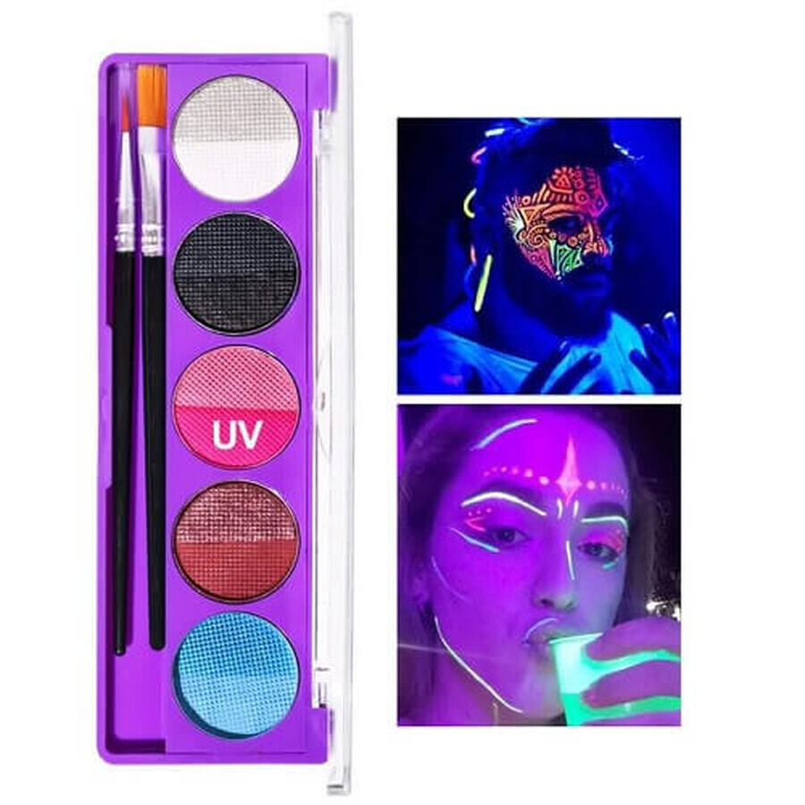 Gesicht und Körper Make-up Palette, Handaiyan, UV Neon, Paint Dream Kit, 10 Farben, 02