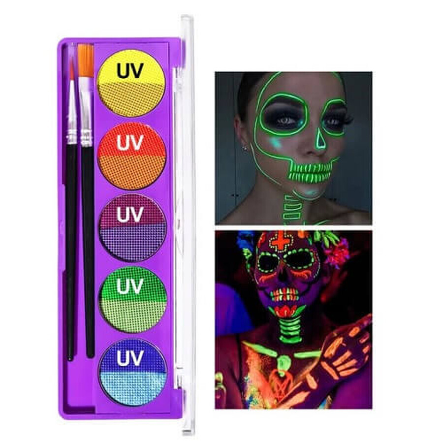 Handaiyan Gesicht und Körper Make-up Palette, UV Neon, Paint Dream Kit, 10 Farben, 01