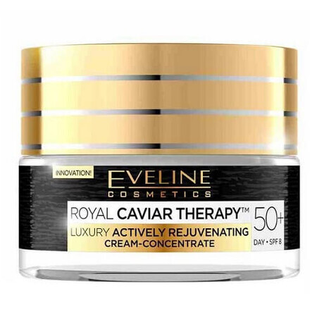 Anti-Falten-Tagescreme für reife Haut, Eveline Cosmetics, Royal Caviar Therapy, 50+, SPF 8, 50 ml