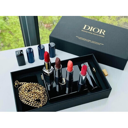 Set mit 4 Lippenstiften, Dior, Rouge Dior Minaudiere, Limited Edition Clutch &amp; Lippenstift-Set, inklusive Tasche