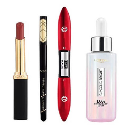 4er-Set Kosmetikprodukte, Loreal, Namshi Cannes Edition, Lippenstift, Augenfarbe, Mascara, Gesichtsserum