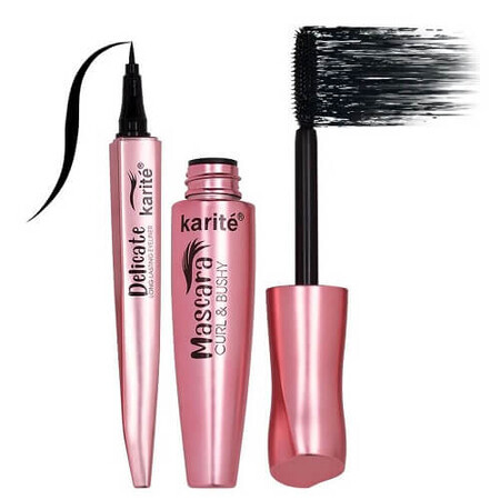 2in1 Mascara- und Eyeliner-Set, Shea, große Augen, wasserfest, schwarz