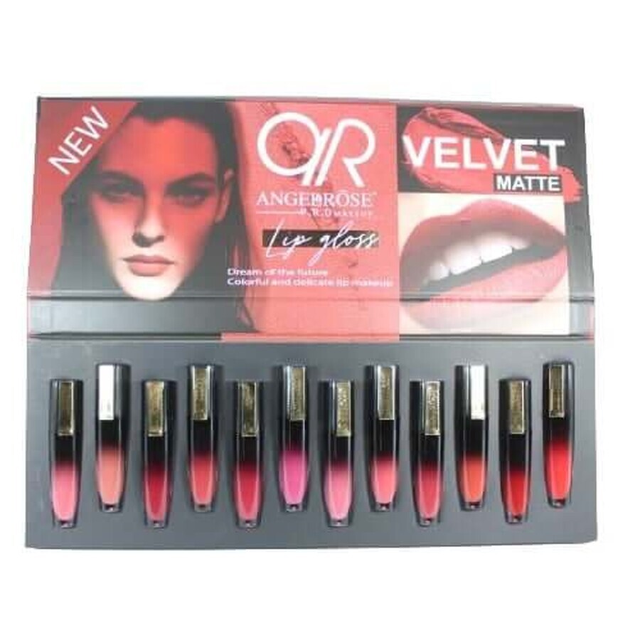 Set mit 12 matten Lippenstiften, Angel Rose, Velvet Matte