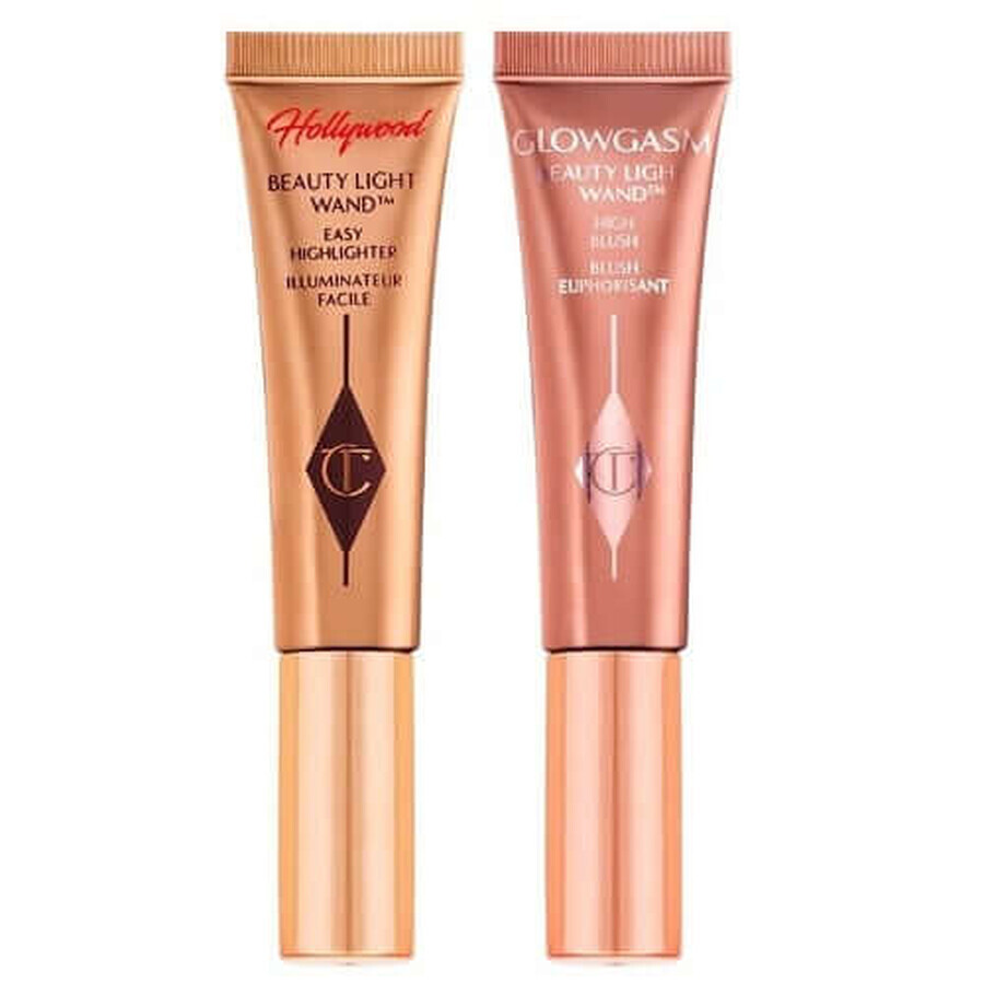 Illuminator und Rouge Set, Charlotte Tilbury, Hollywood Superstar Glow Kit, Beauty Light Wand, 2 x 5 ml