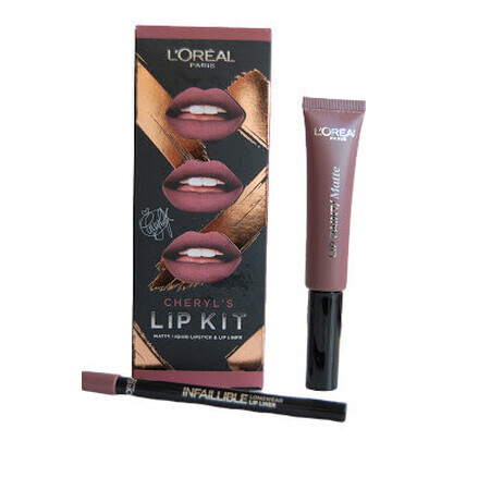 Loreal X Cheryl Lip Kit Paint It Greige Lip Lipstick + Loreal X Cheryl Lip Pencil + Lip Contour Pencil Set