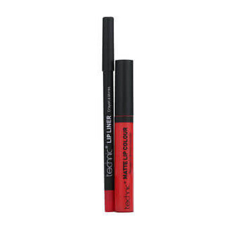 Lippenstift und Lipliner Set Technic Lip Kit Matte Shade Lady Bird