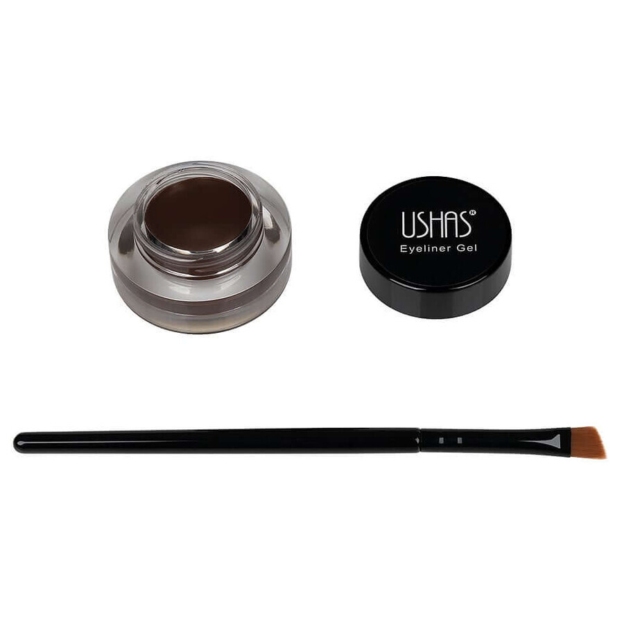 Ushas Eyeliner Gel Eyeliner Gel Waterproof, Braun + Auftragspinsel