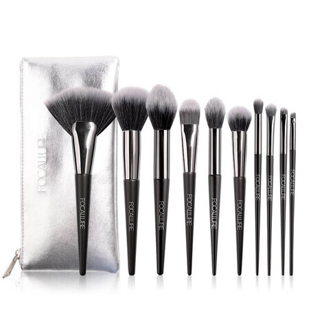 Set mit 10 Focallure Make-up-Pinseln, inklusive Tasche