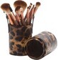 Set mit 12 Makeup-Pinseln, Leoparden-Aufbewahrungsetui