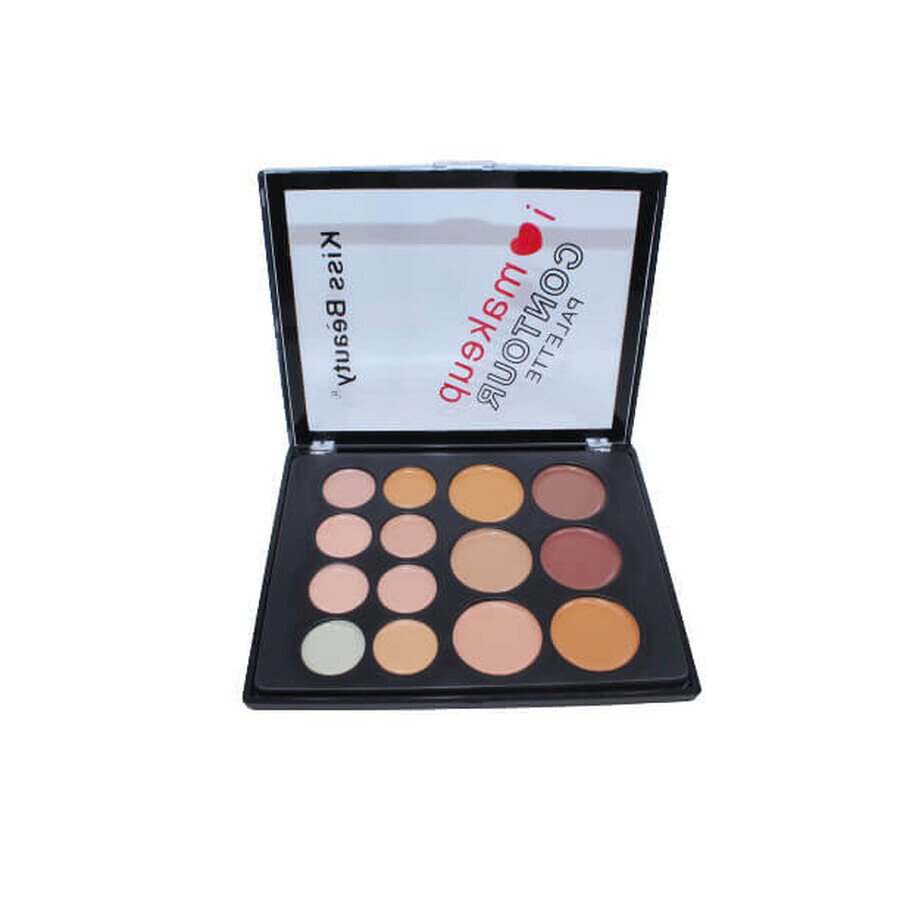 Paleta corectoare Kiss Beauty, I Love Contour Palette, 14 culori