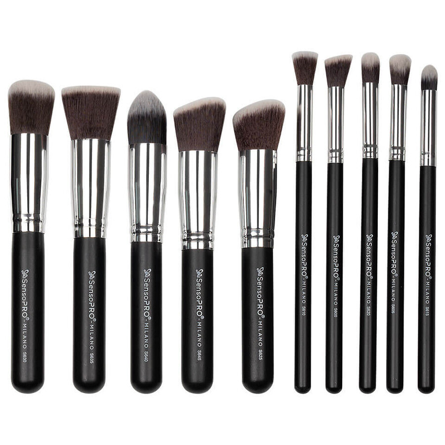 Set mit 10 Make-up-Pinseln, SensoPRO, Schwarz, inklusive Etui