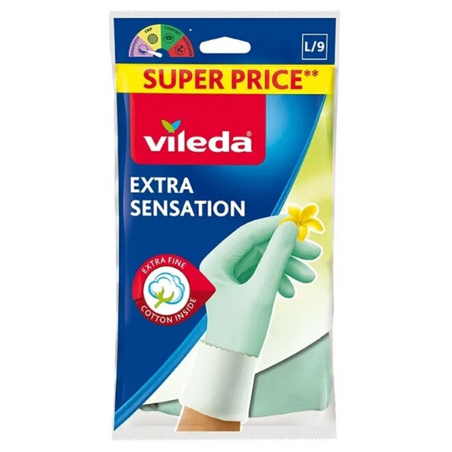 Vileda, Extra Sensation Handschuhe, Größe L, 1 Paar