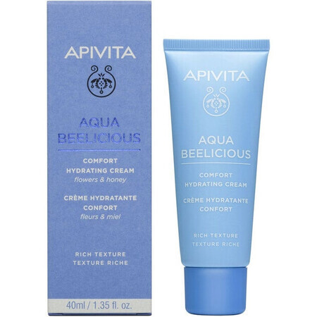 Apivita Aqua Beelicious, Crema facial rica, calmante e hidratante, 40 ml