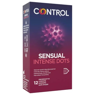 Prezervatives Control Sensual Intense Sensual Intense Dots con linguette inclinate, 12 pezzi