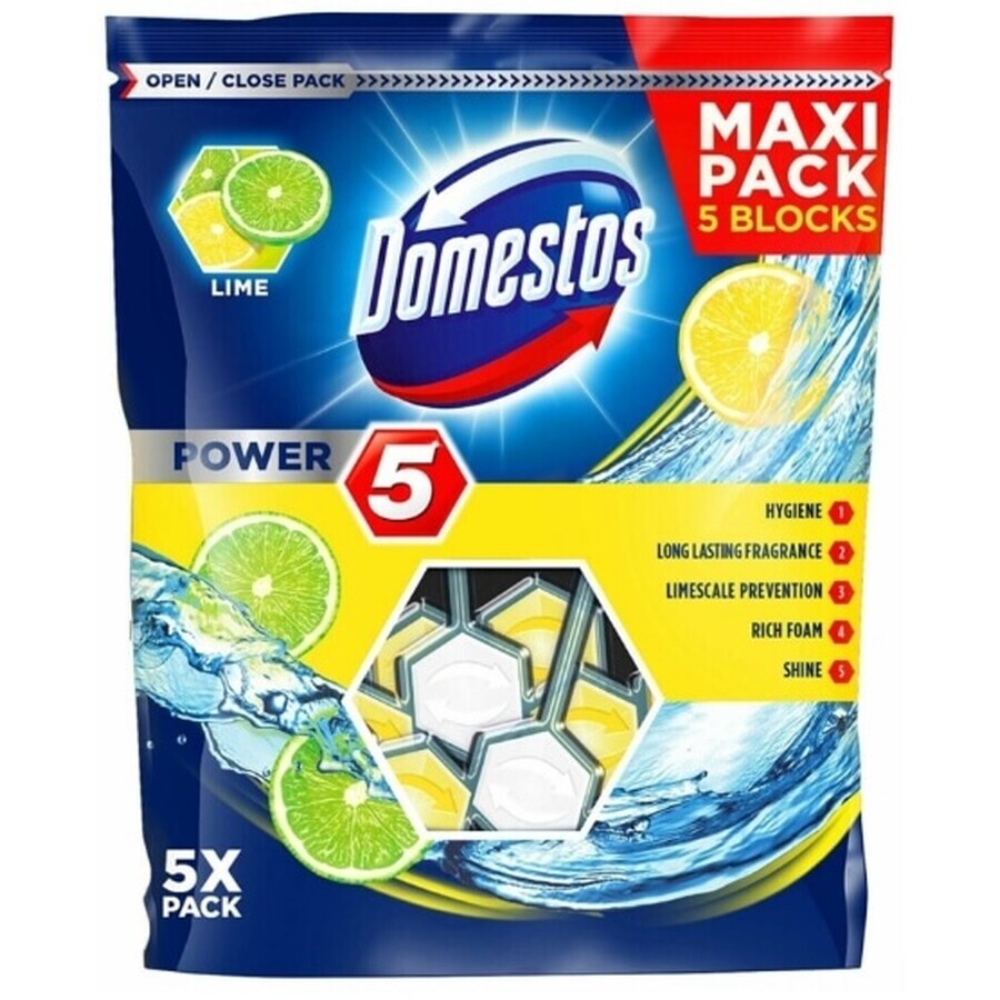 Domestos Power 5, WC-Halterungen Kalk, 5 Stück