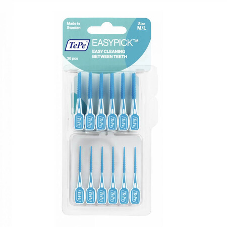 TePe EasyPick Brosses à dents / cure-dents avec boîte M/L Bleu, 36 pièces