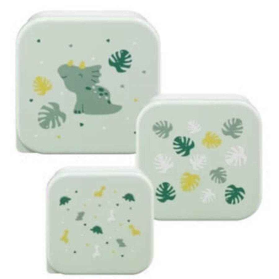 Babylove, Snack Pudka, Dino Verde, set de 3 piezas