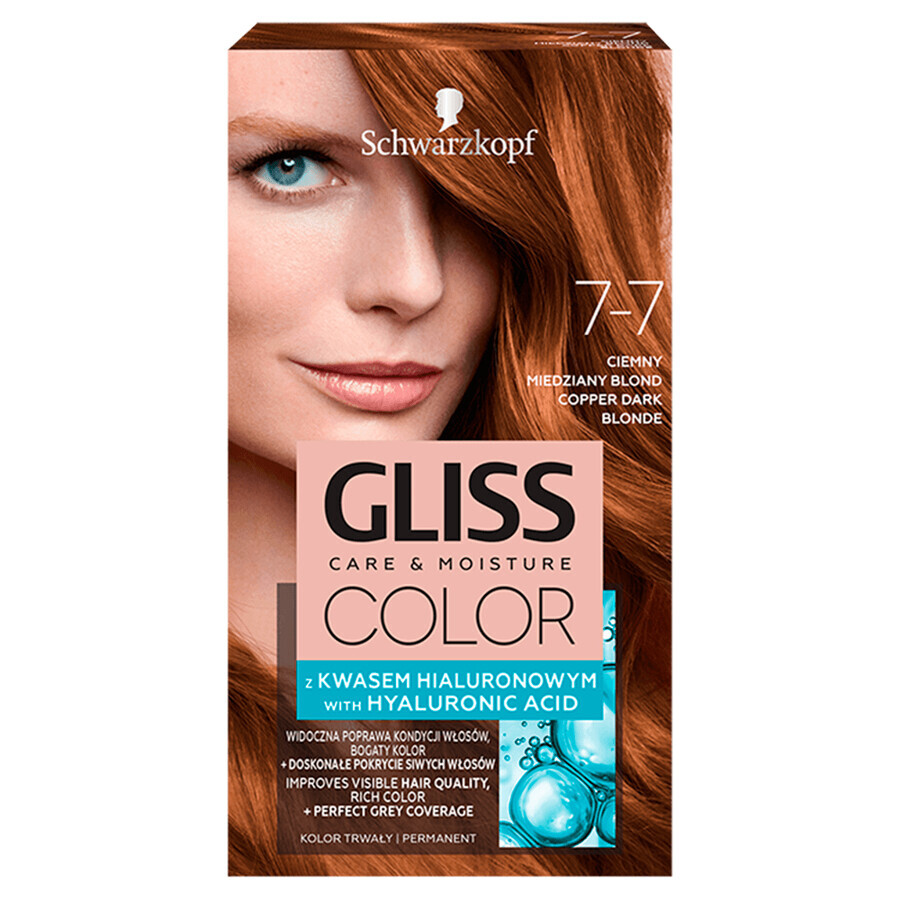 Schwarzkopf Gliss Gliss Color Cera con Ácido Hialurónico Rubio Cobre Oscuro 7-7