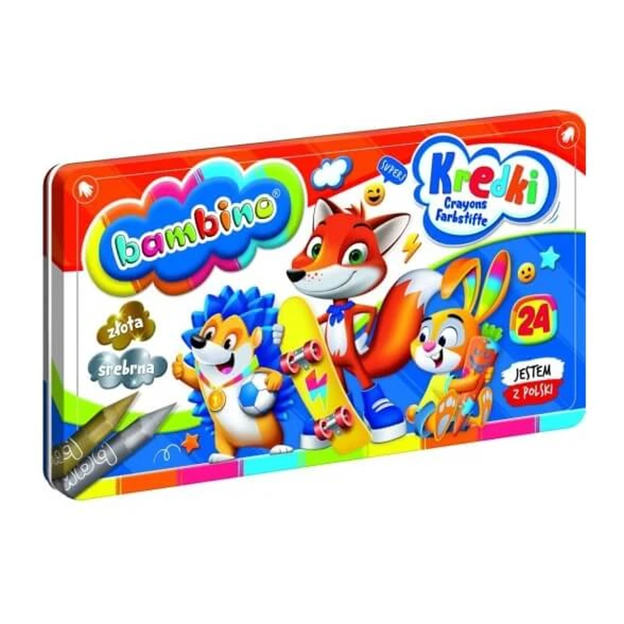 Bambino, Creioane colorate în cutie metalică, 24 culori