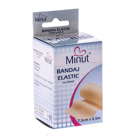 Bandaj elastic cu clema, 7,5 cm x 4,5 m, Minut