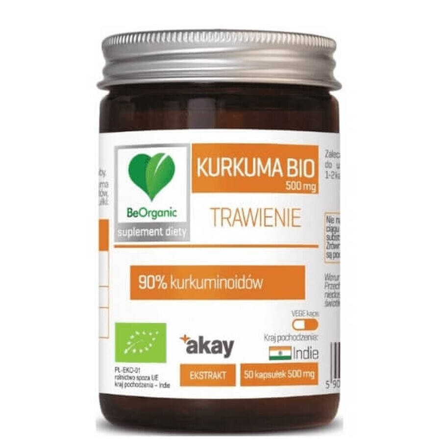 BeOrganic, Bio-Kurkuma BIO 90% 500 mg, 50 Kapseln