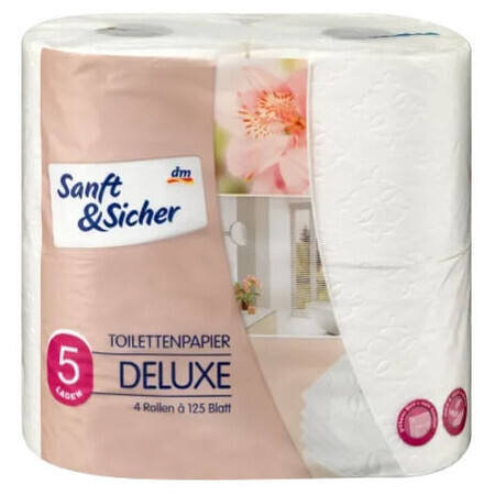 Sanft amp;Sicher, deluxe, toiletpapier deluxe 5 ply, 4 stuks