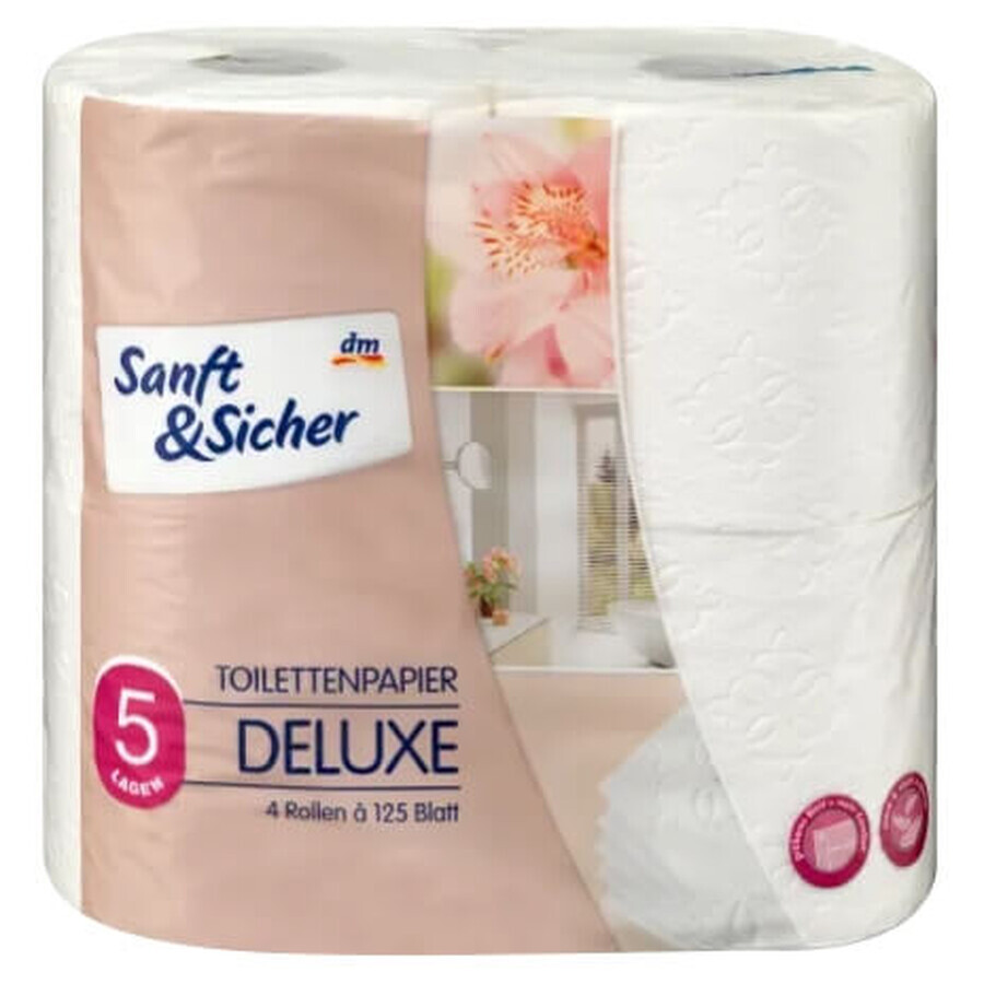 Sanft amp;Sicher, deluxe, toiletpapier deluxe 5 ply, 4 stuks