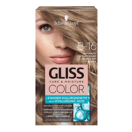 Schwarzkopf Gliss Color Hair Coloring Cream 8-16 Natural Grey Blonde