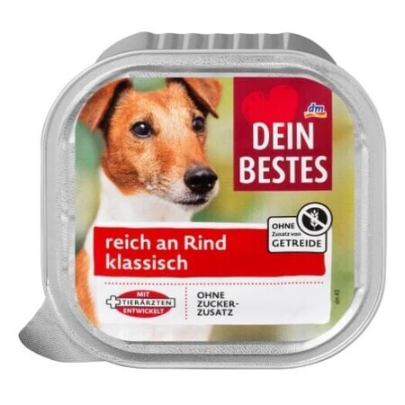 Dein Bestes, Nassfutter für Hunde, klassisches Rindfleisch, 150 g