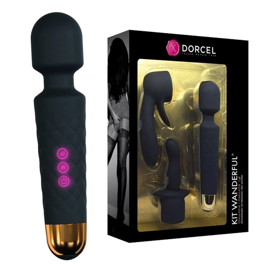 Marc Dorcel Kit Wanderful Zestaw masażer różdżka + dwie nakładane końcówki: ceny i cechy