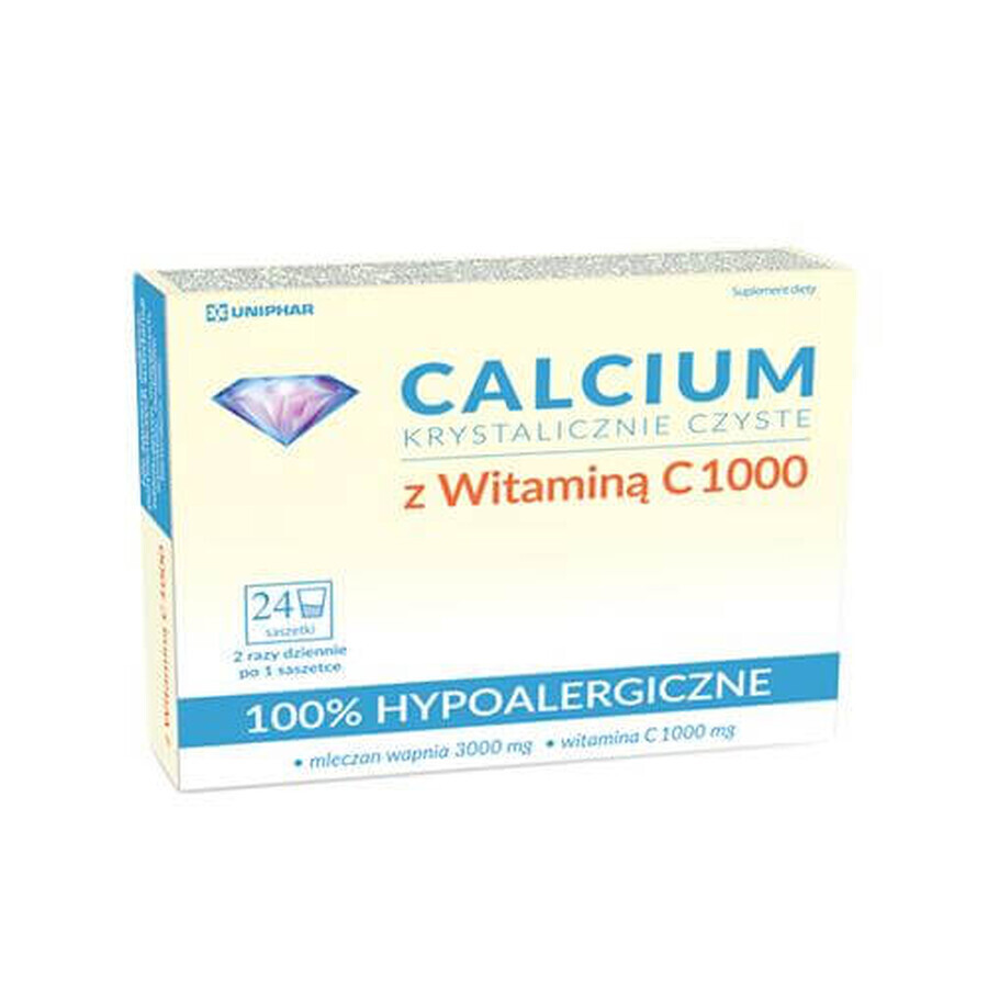 Calcium Crystal Clear cu vitamina C 100, 24 pliculețe