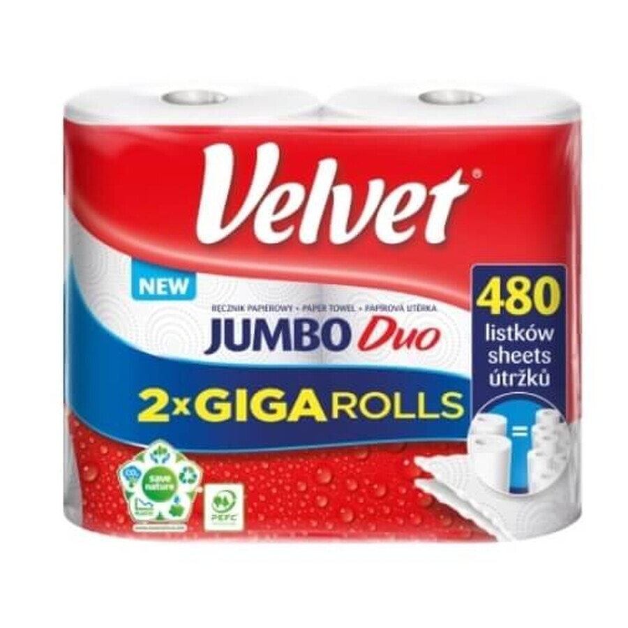 Papierhandtücher Velvet Jumbo Duo, 2 Rollen