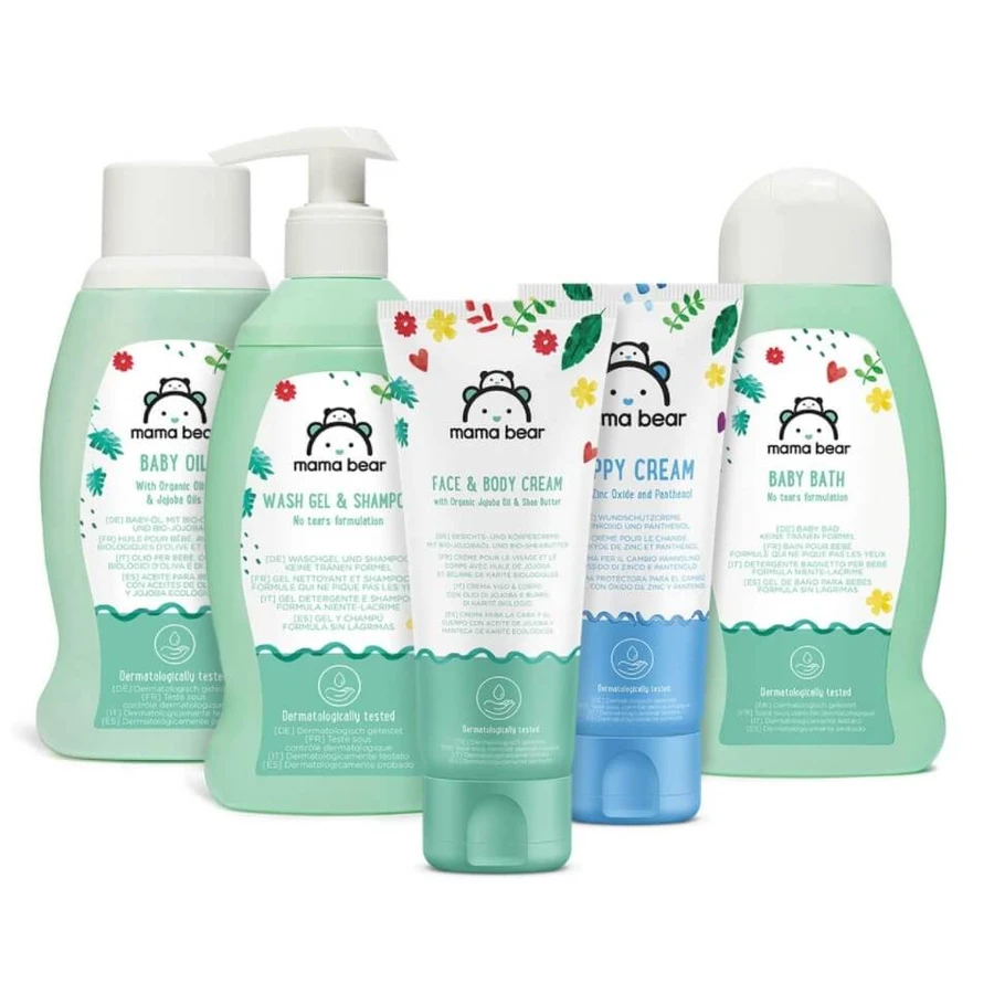 Mama Bear Set, Baby, shampoo, anti-braakcrème, olie, gezichts- en lichaamscrème, 1 stuk