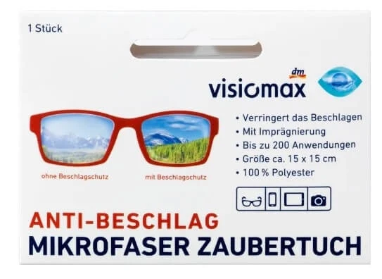 Visiomax, Mikrofasertuch gegen das Beschlagen der Brille, 1 Stück