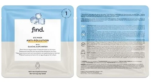 Find, Anti-Pollution, Augenmaske mit alpinem Gletscherwasser, 5 Stück