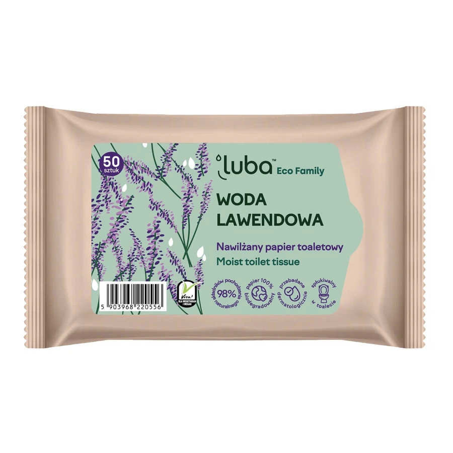 Luba Eco Family Toilettenpapier befeuchtet mit Lavendelwasser, 50 Stück