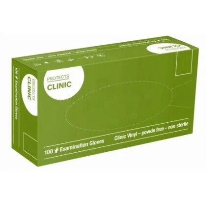 Vinyl gloves, powder-free L Protects Clinic, 100 pieces - Long drying time!