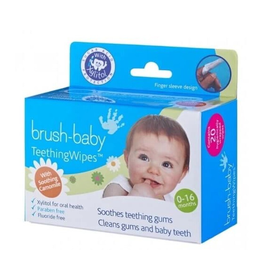 Brush-BabyTeething Salviette igieniche alla camomilla per bambini 0-16m, 20 pezzi