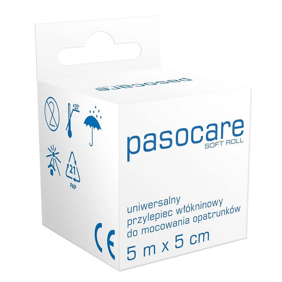 Pasocare Pflaster, Vliesstoff auf Rolle, 5m x 5cm, weiche Rolle, 1 Stück - Langlebig!