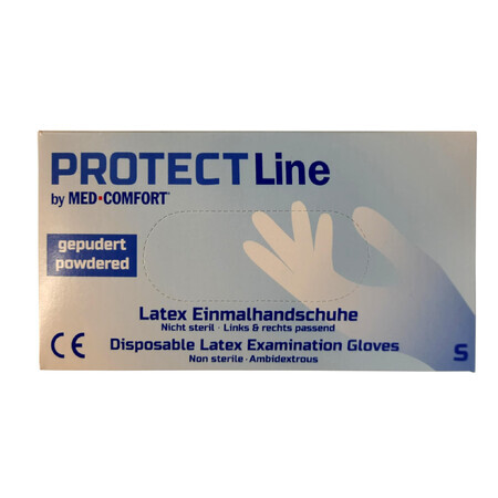 Protect line med-comfort, gants en latex, taille S, 100 pièces