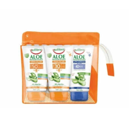 Equilibra, Aloe Vera Travel Kit SPF 30 Cream 75 ml + SPF 50 Cream 75 ml + Milk 75 ml