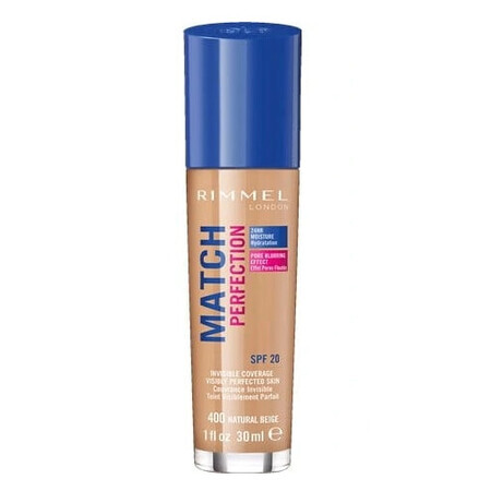 Rimmel Match Perfection Skin Fitting Foundation 400 Natural Beige SPF20, 30ml