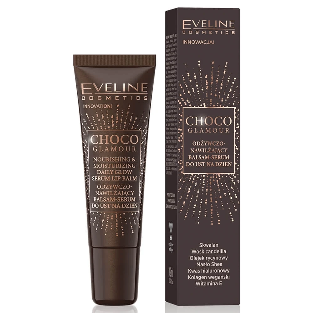 Eveline Cosmetics Choco Glamour Erfrischender und feuchtigkeitsspendender Lippenbalsam - Tagesserum 12ml