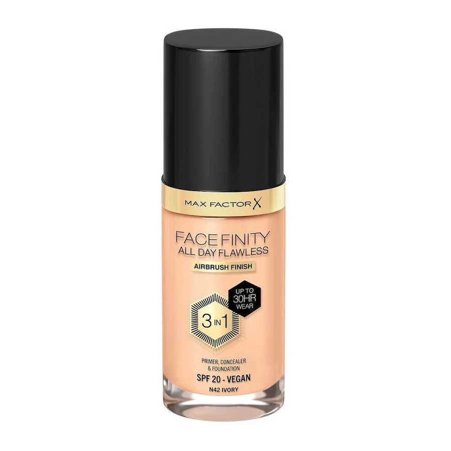 Max Factor Facefinity Facefinity All Day Flawless 3-in-1 Liquid Foundation N42 Ivory, 30ml