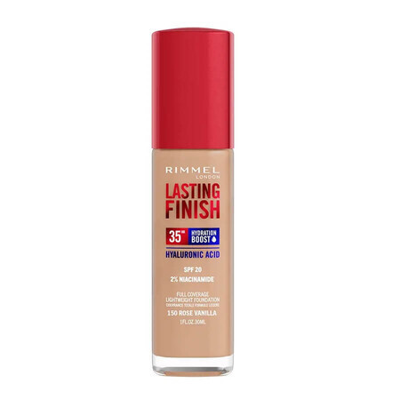 Rimmel Lasting Finish Lang anhaltende feuchtigkeitsspendende Foundation mit SPF20 150 Rose Vanille, 30ml