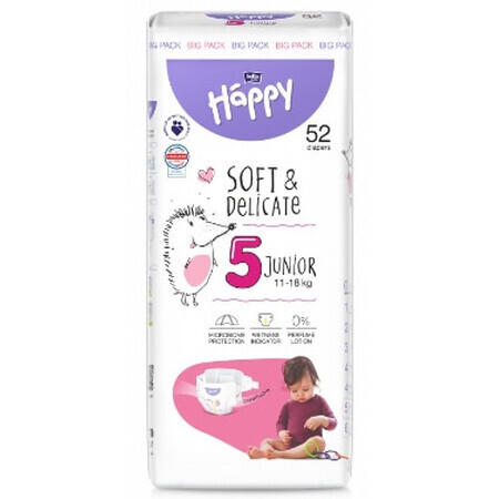 Bella Baby Happy Happy Junior 5 11-18kg Pannolini per bambini, 52 pezzi - Lunga conservazione!