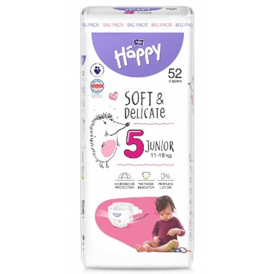 Bella Baby Happy Happy Junior 5 11-18kg Pannolini per bambini, 52 pezzi - Lunga conservazione!