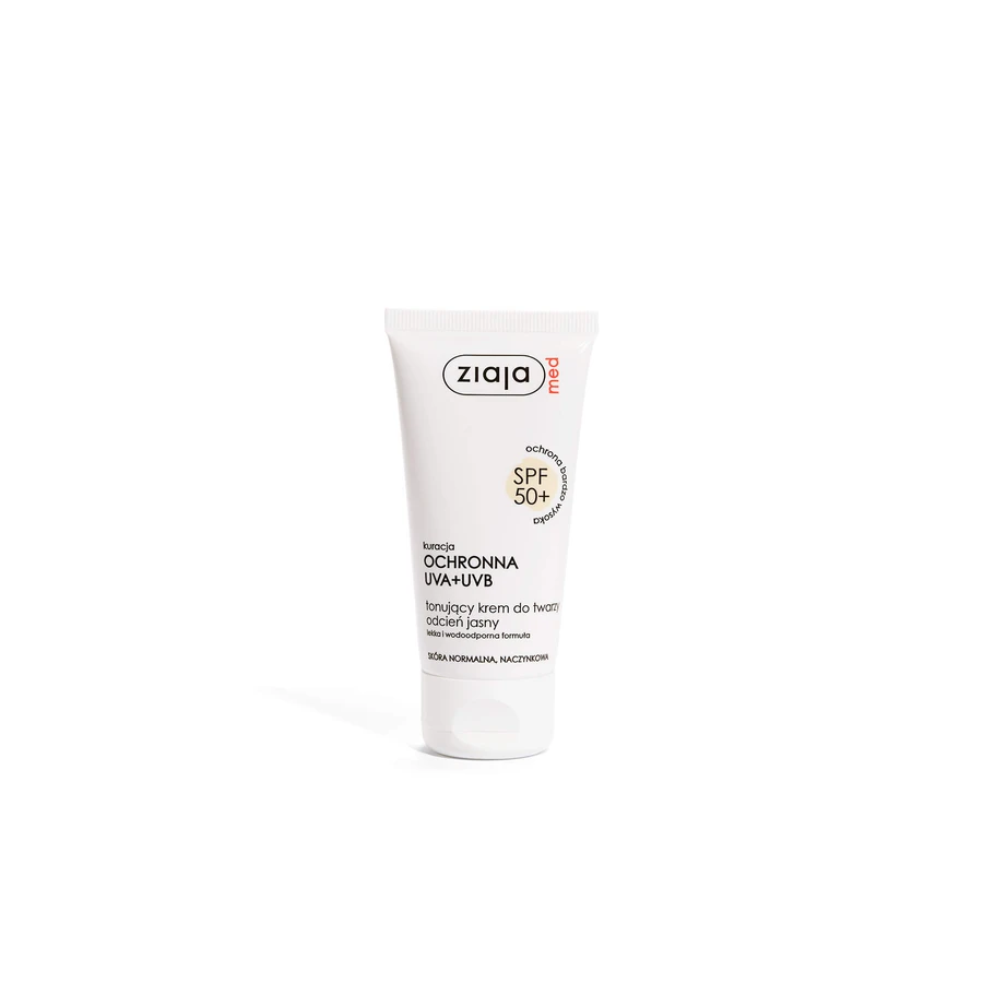 Ziaja Med, Toning Cream SPF50+, nuanță Light, ten normal, vascular, 50ml - Termen lung de valabilitate!