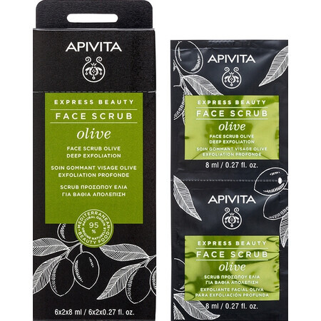 Apivita Express Beauty, Exfoliant profund pentru față Olive, 2 x 8 ml