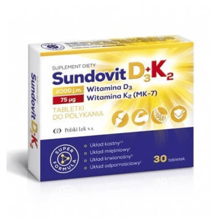 Sundovit D3 + K2, 30 comprimés